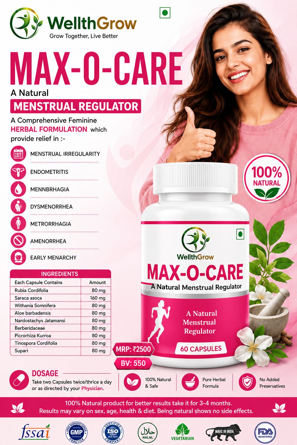 WellthGrow MAX-O-CARE - Natural Menstrual Wellness Support